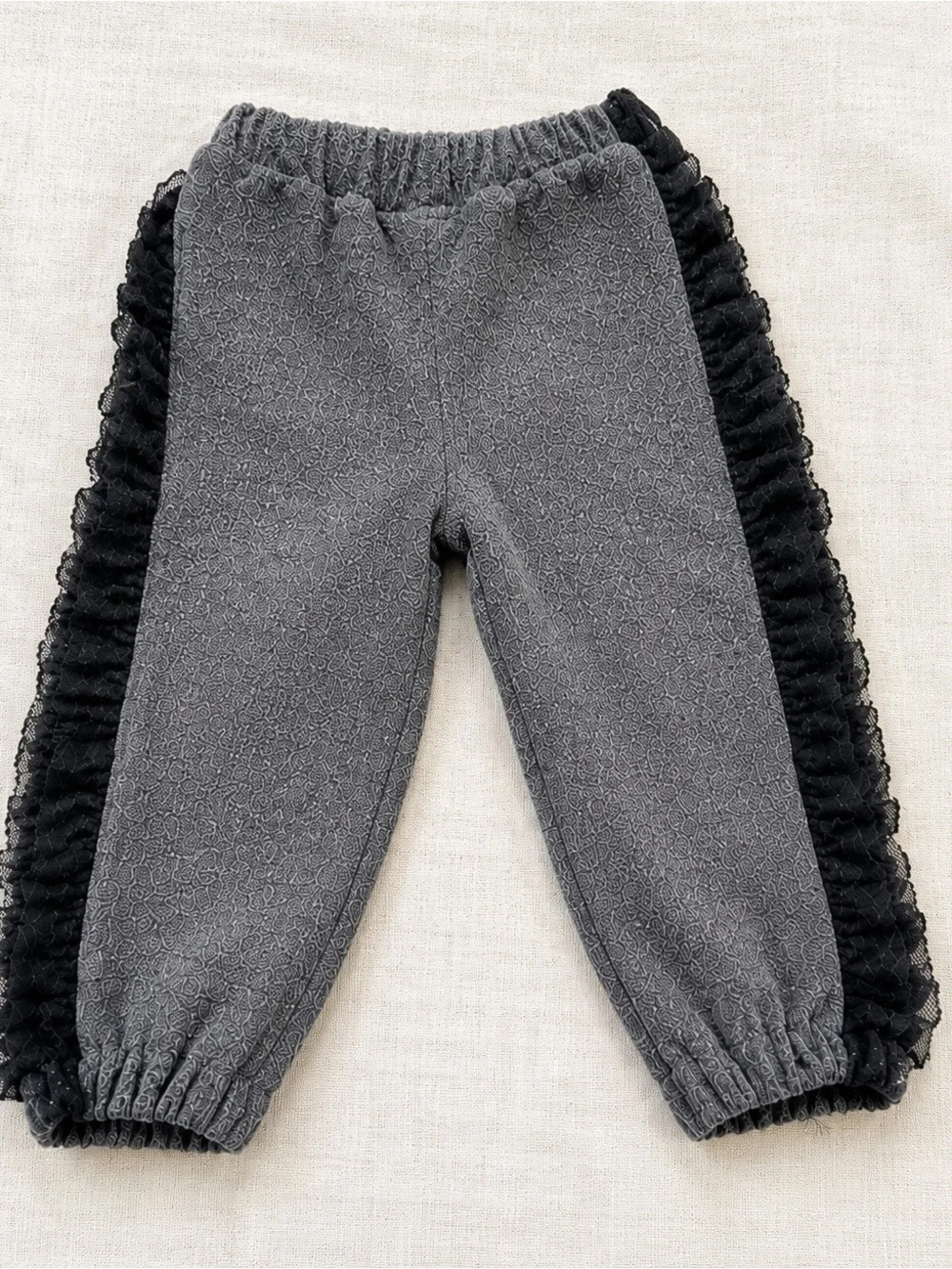 Kapital K Boutique Ruffle Pants – 24 Months | Gray & Black